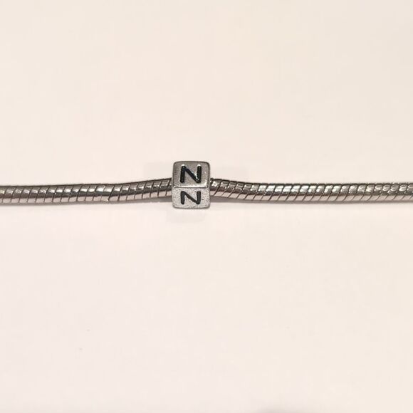 Silver N Spacer Charm for Pandora Style Bracelet - Picture 4 of 5